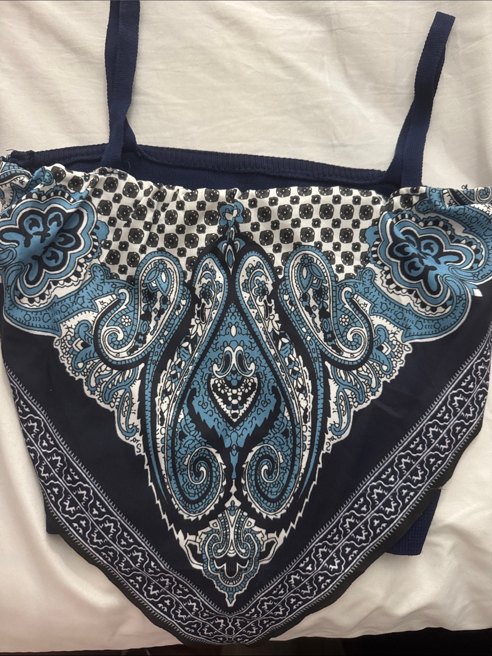 Blue Paisley Print Women's Shoulder Bag
